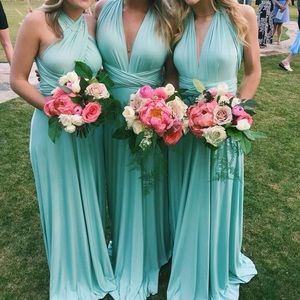 Teal long bridesmaid dress